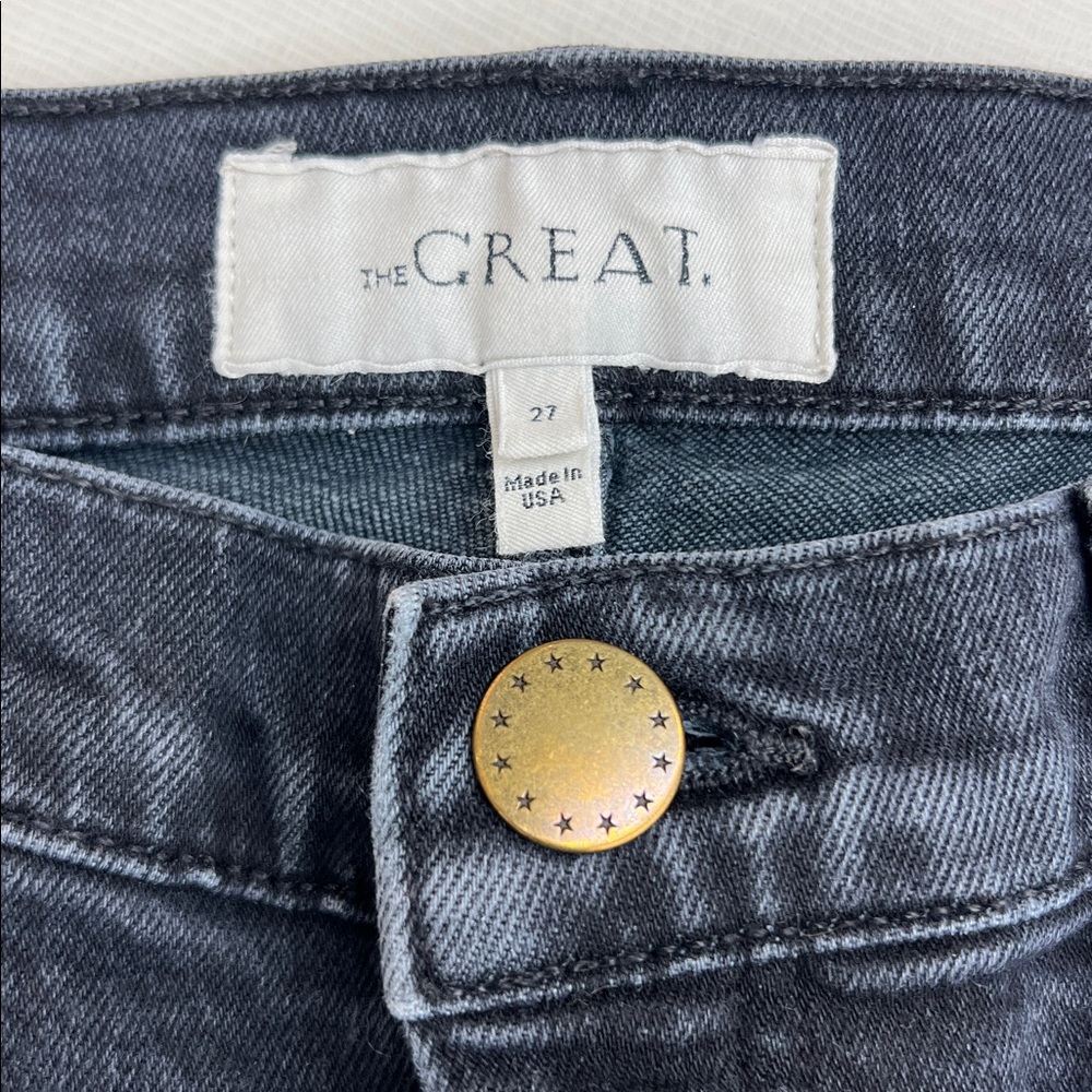 Gently used The GREAT. jeans the fellow cropped denim pants raw & released hems - Picture 5 of 10
